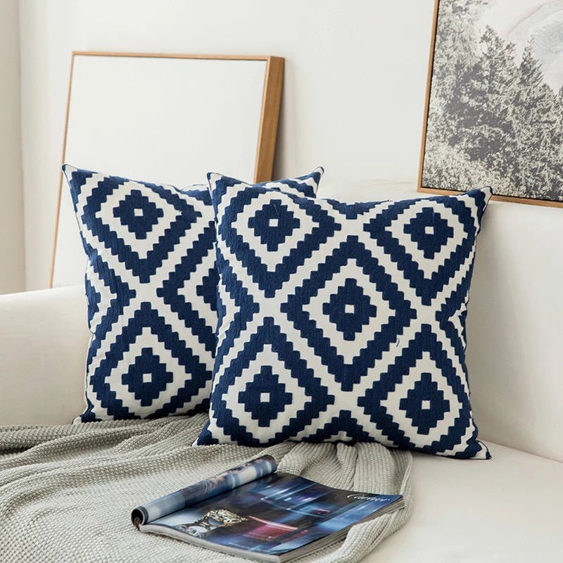 Diamond design pair on a sofa