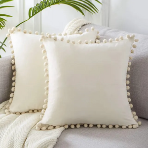 Tatiana Pom Pom Cushion for Bedrooms and Reading Nooks
