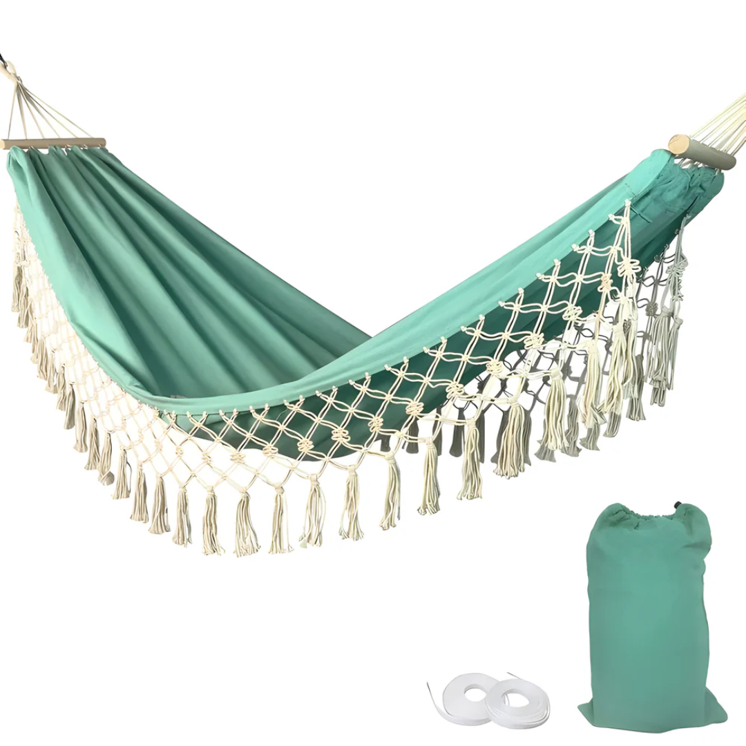 Rosanne Cotton Hammock for Gardens with Macrame Fringe