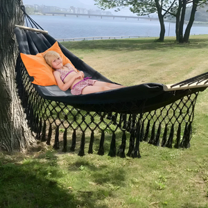 Rosanne Cotton Hammock for Gardens with Macrame Fringe