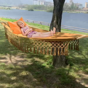 Rosanne Cotton Hammock for Gardens with Macrame Fringe
