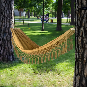 Rosanne Cotton Hammock for Gardens with Macrame Fringe