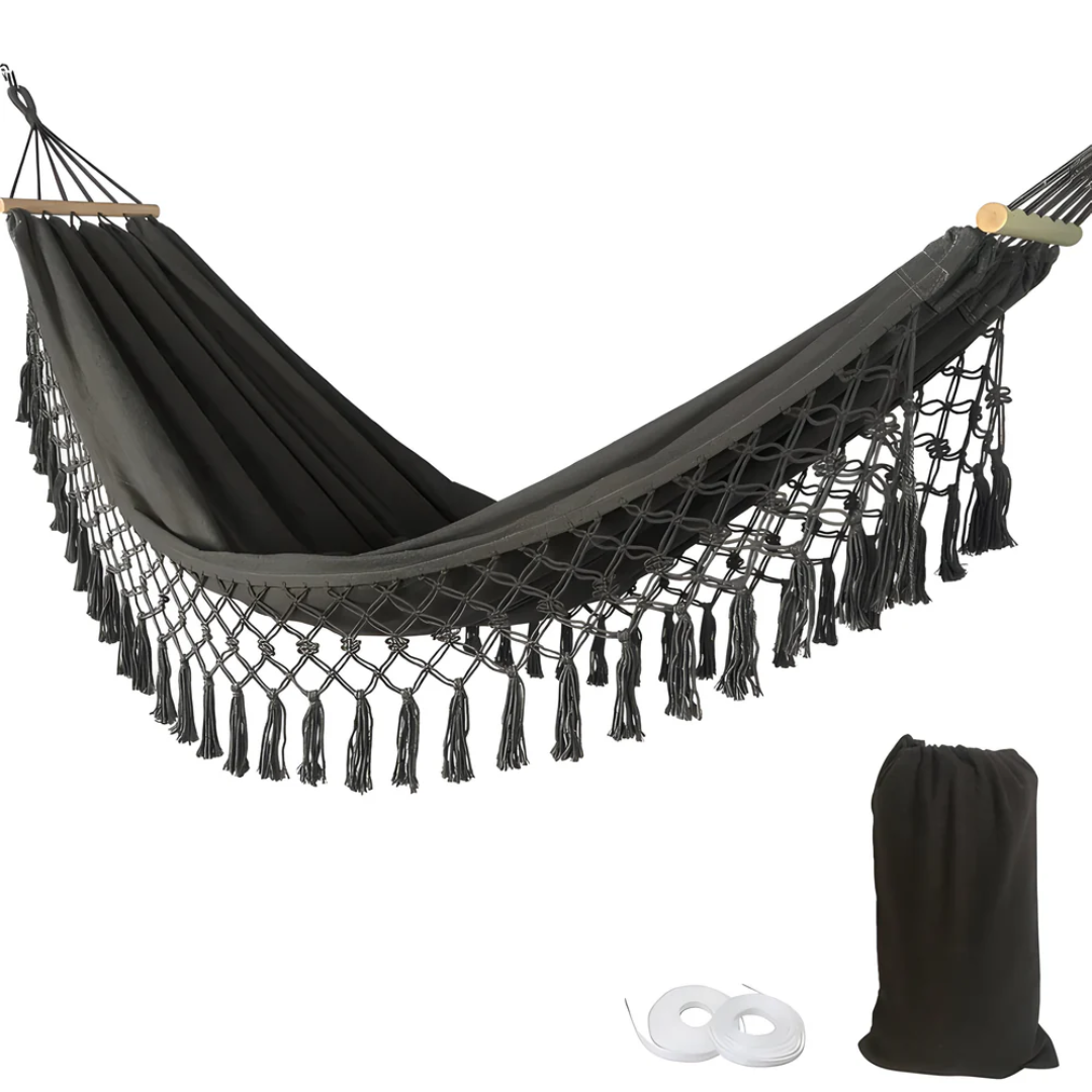 Rosanne Cotton Hammock for Gardens with Macrame Fringe