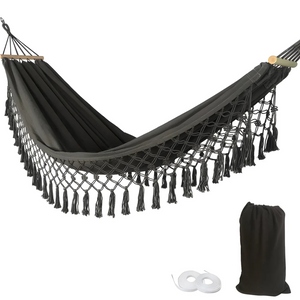 Rosanne Cotton Hammock for Gardens with Macrame Fringe