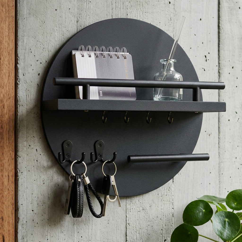 Ursule Wall Key Holder for Halls with Floating Shelf