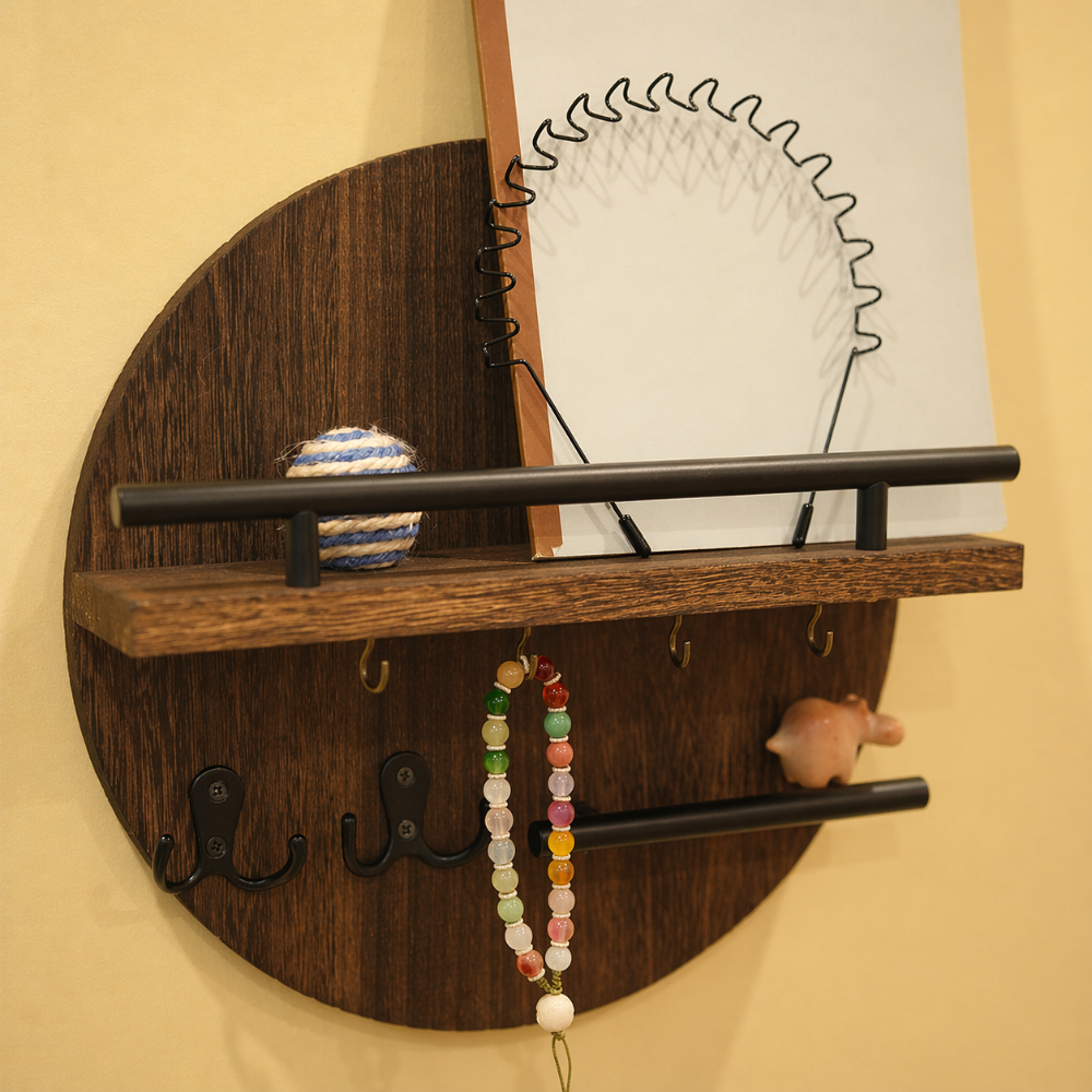 Ursule Wall Key Holder for Halls with Floating Shelf