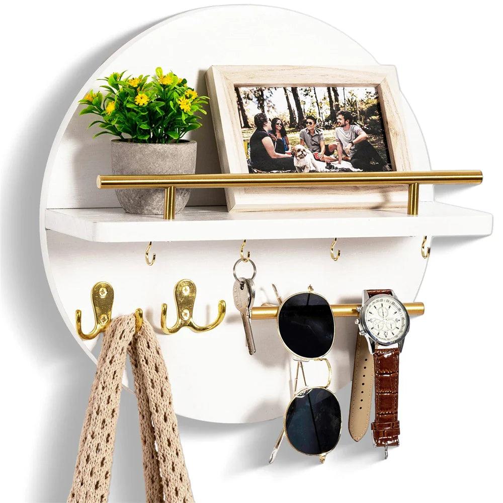 Ursule Wall Key Holder for Halls with Floating Shelf