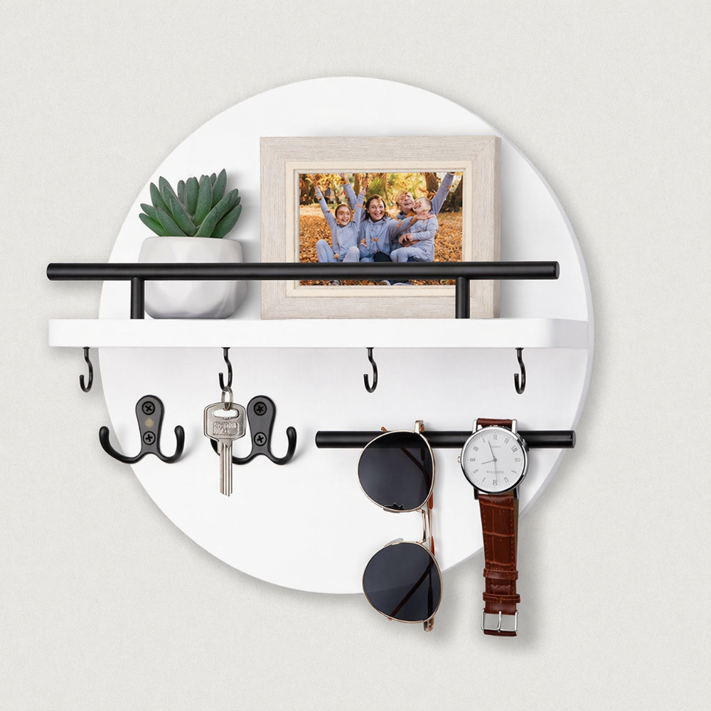 Ursule Wall Key Holder for Halls with Floating Shelf