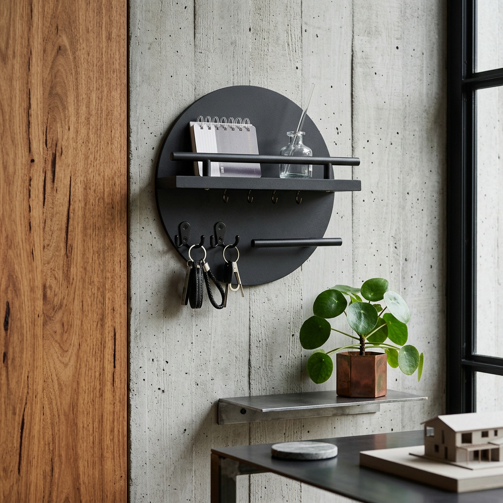 Ursule Wall Key Holder for Halls with Floating Shelf