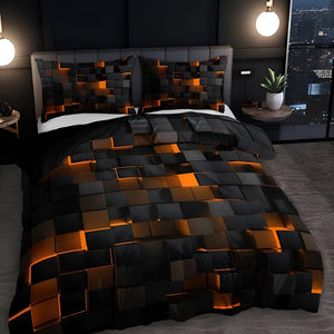 Katarina Doona Set for Gaming Rooms with 3D Grid Print