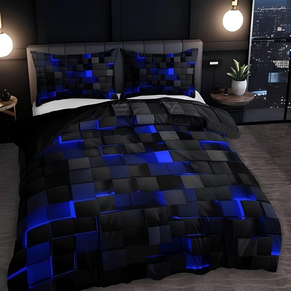 Katarina Doona Set for Gaming Rooms with 3D Grid Print