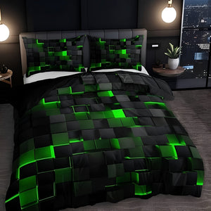 Katarina Doona Set for Gaming Rooms with 3D Grid Print