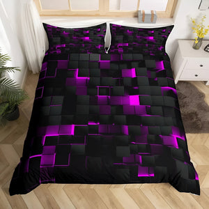 Katarina Doona Set for Gaming Rooms with 3D Grid Print