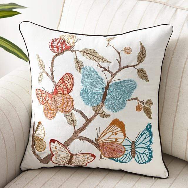 Nadine Meadow Cushion for Country Rooms with Embroidery