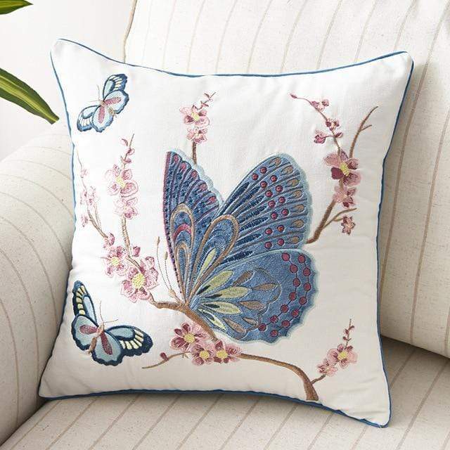 Nadine Meadow Cushion for Country Rooms with Embroidery