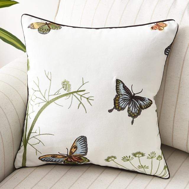 Nadine Meadow Cushion for Country Rooms with Embroidery
