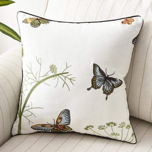 Nadine Meadow Cushion for Country Rooms with Embroidery