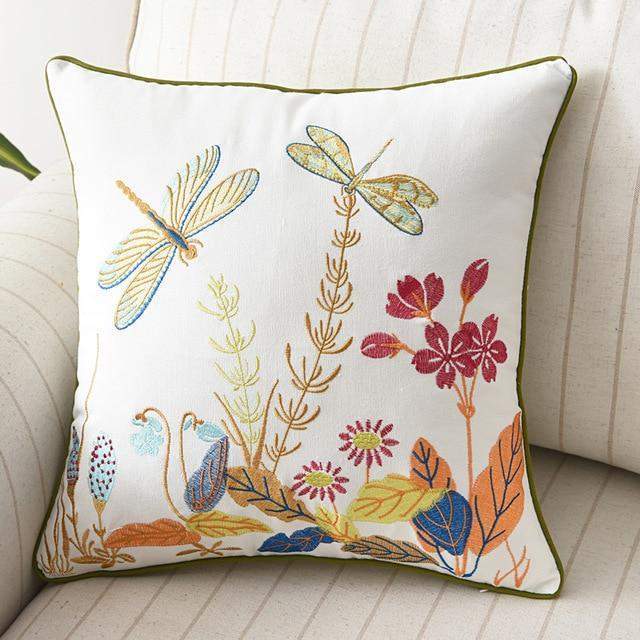 Nadine Meadow Cushion for Country Rooms with Embroidery