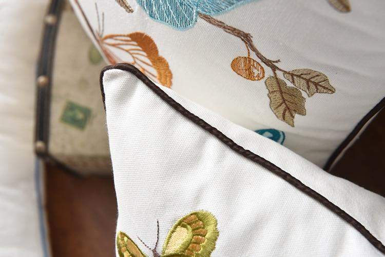 Nadine Meadow Cushion for Country Rooms with Embroidery