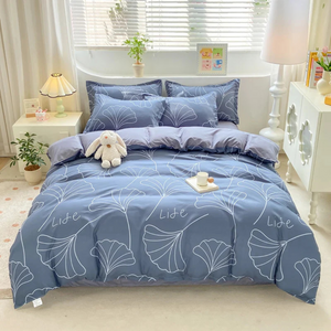Liliane Bed Set for Bedrooms with Ginkgo Line Art