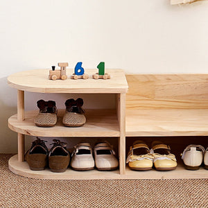 Georgiana Wood Shoe Rack for Entryways with Curved Shelves