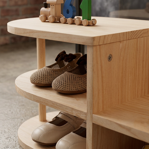 Georgiana Wood Shoe Rack for Entryways with Curved Shelves