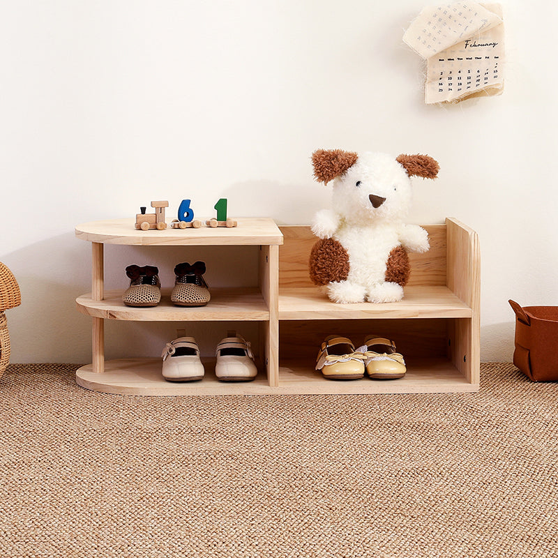 Georgiana Wood Shoe Rack for Entryways with Curved Shelves