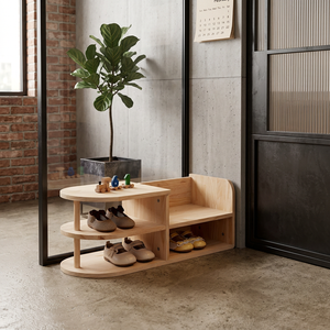 Georgiana Wood Shoe Rack for Entryways with Curved Shelves