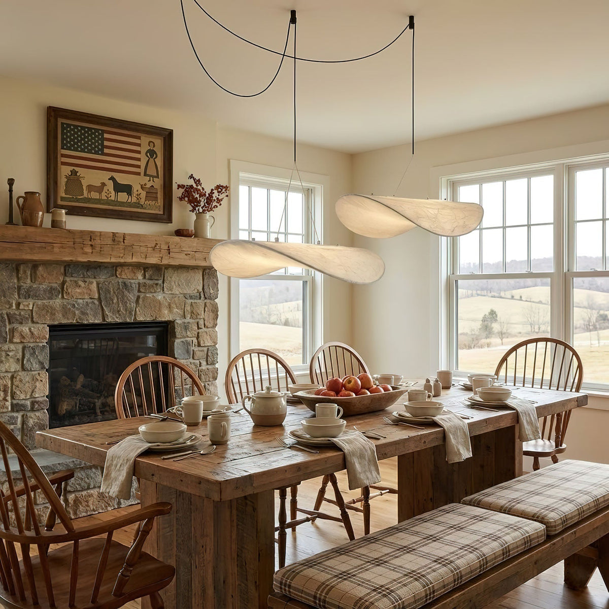 Adriana Cloud Pendant for Dining Rooms with Silk Shade