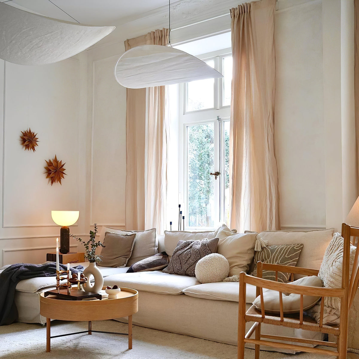 Adriana Cloud Pendant for Dining Rooms with Silk Shade