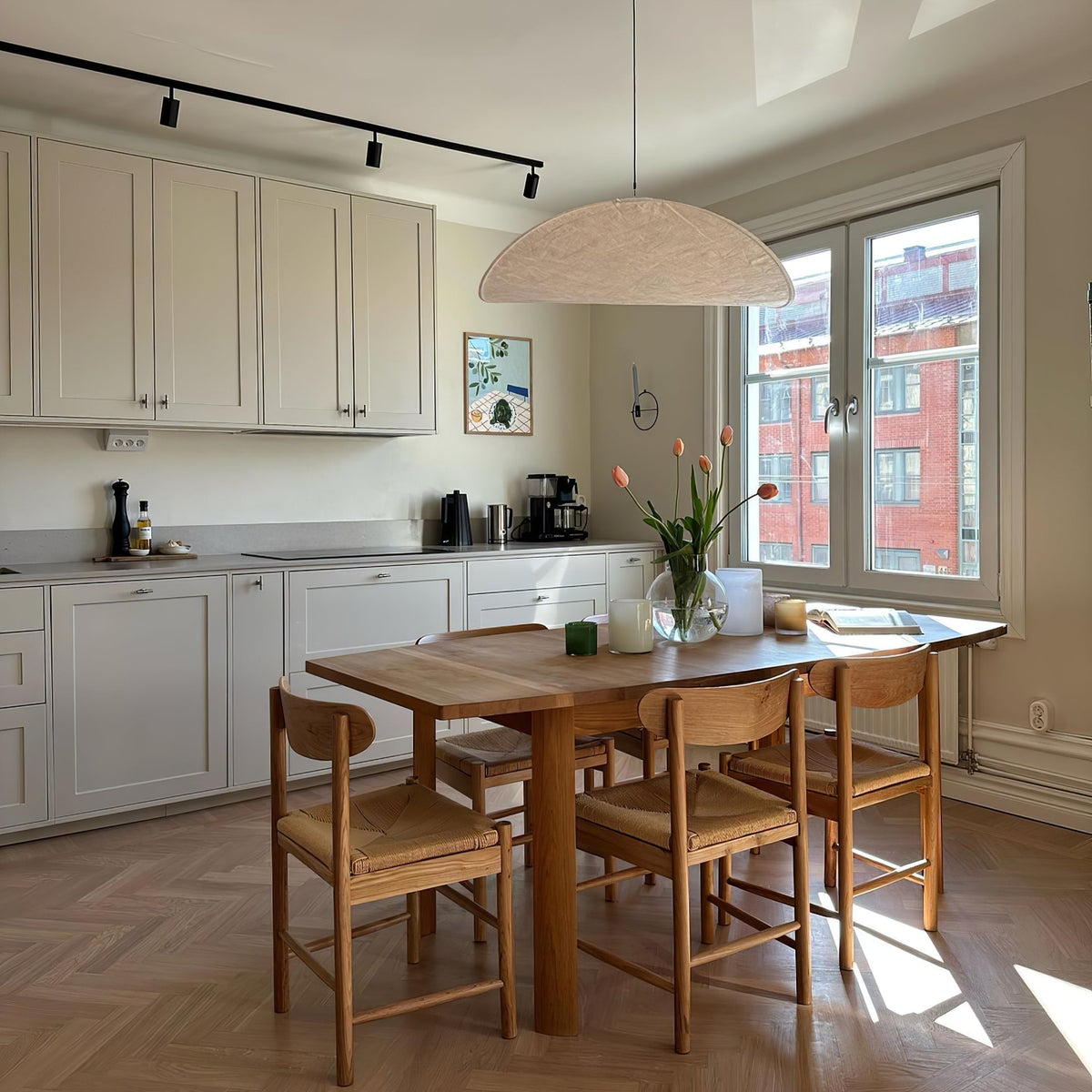 Adriana Cloud Pendant for Dining Rooms with Silk Shade