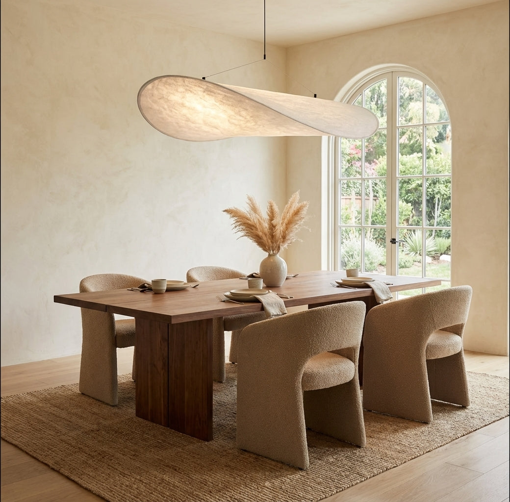 Adriana Cloud Pendant for Dining Rooms with Silk Shade