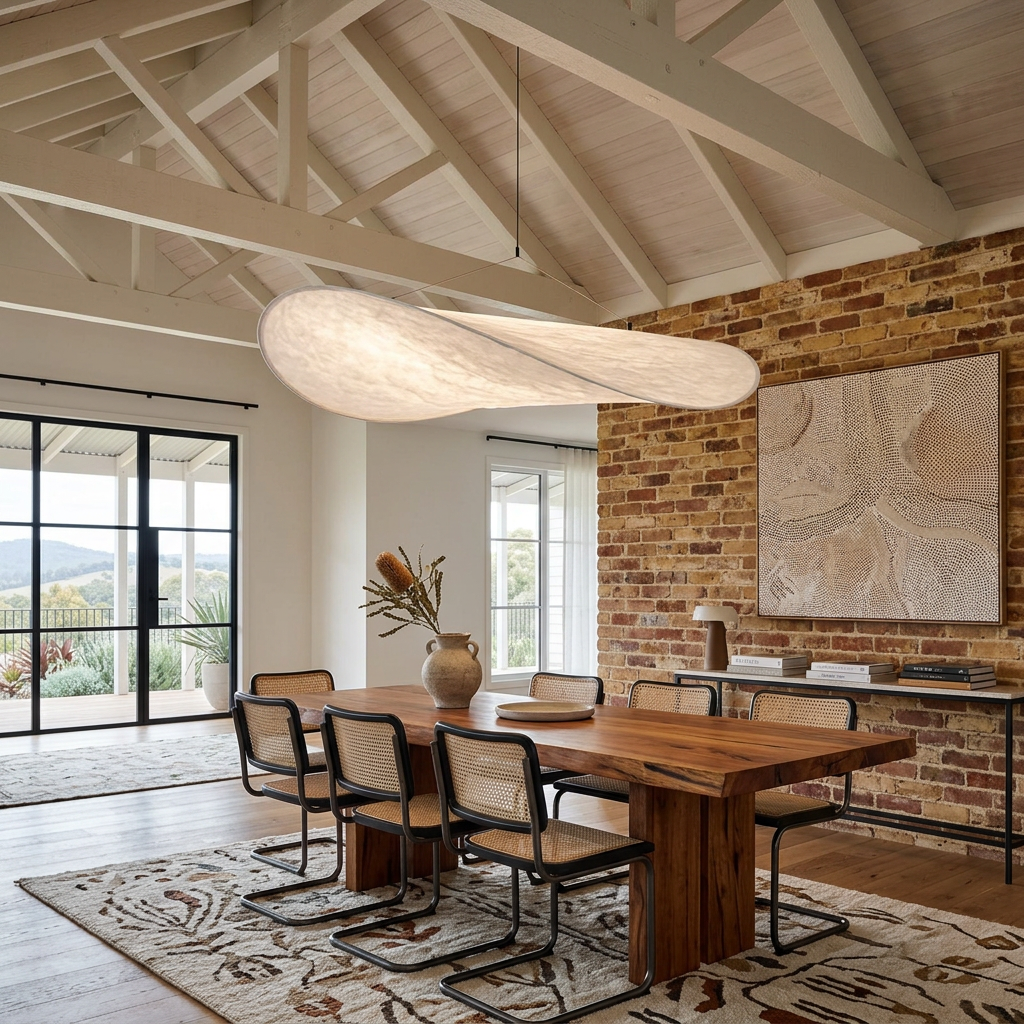 Dining room under a vaulted roof