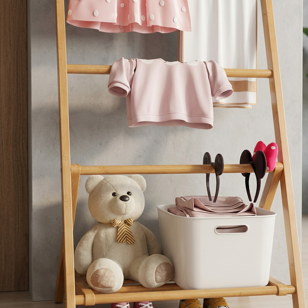 Francine Kids Hall Tree for Coats with Folding Frame