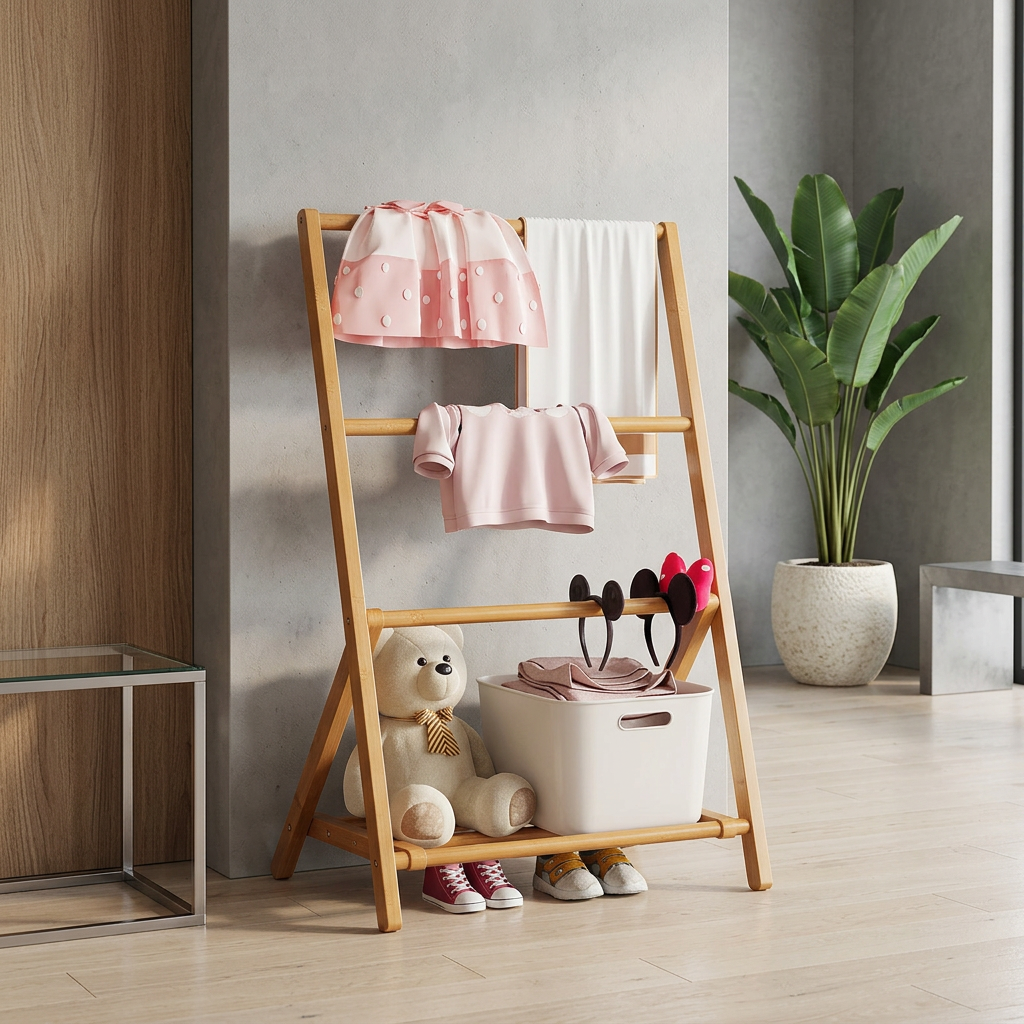 Francine Kids Hall Tree for Coats with Folding Frame