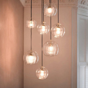 Aida Glass Globe Pendant for Bedsides with Amber Option