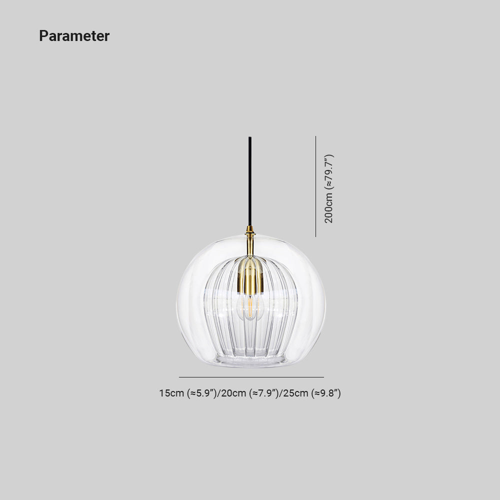Aida Glass Globe Pendant for Bedsides with Amber Option