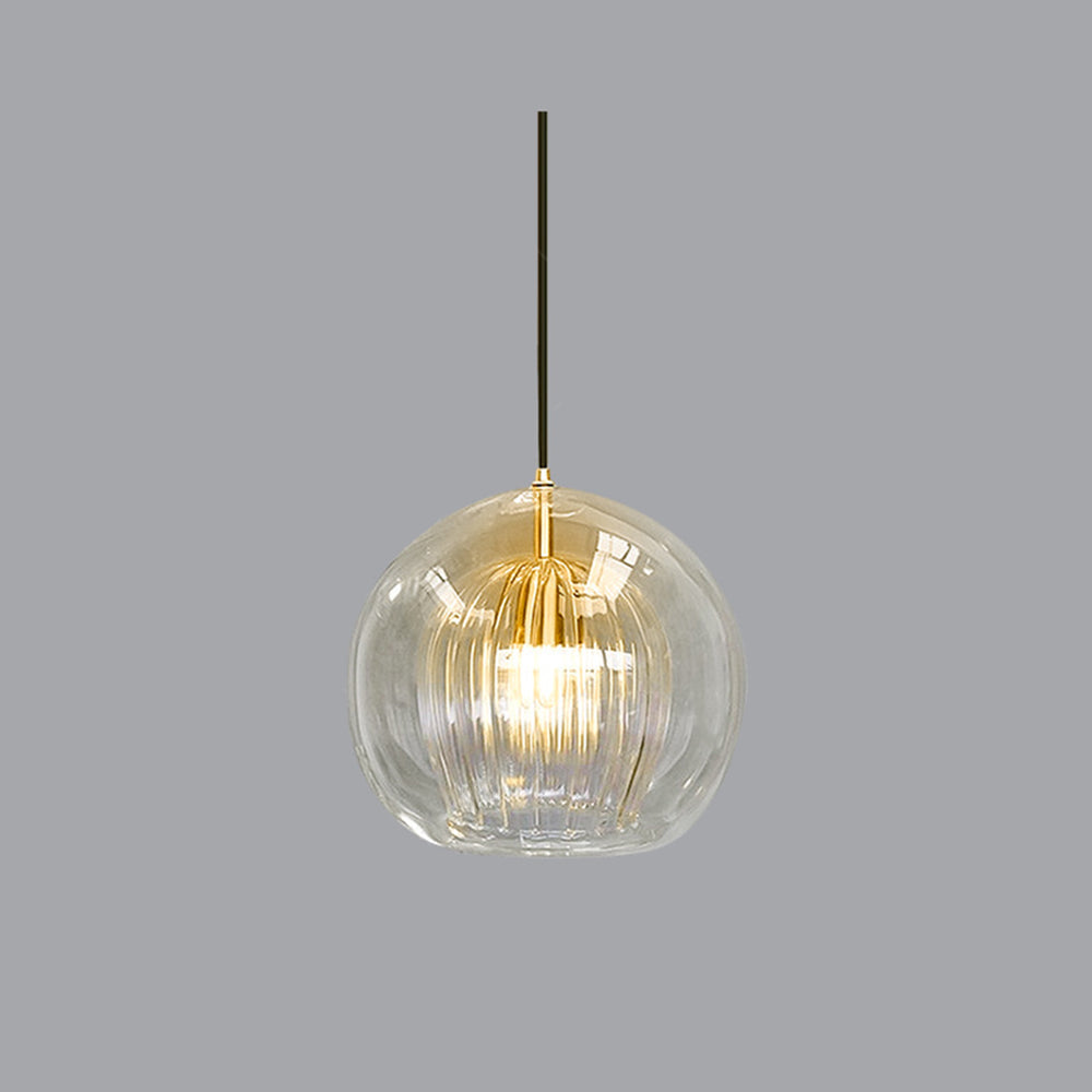 Aida Glass Globe Pendant for Bedsides with Amber Option