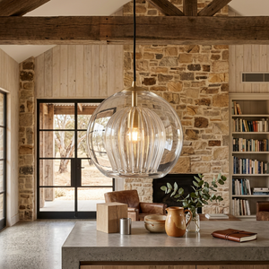 Aida Glass Globe Pendant for Bedsides with Amber Option