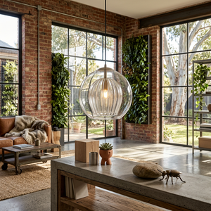 Aida Glass Globe Pendant for Bedsides with Amber Option