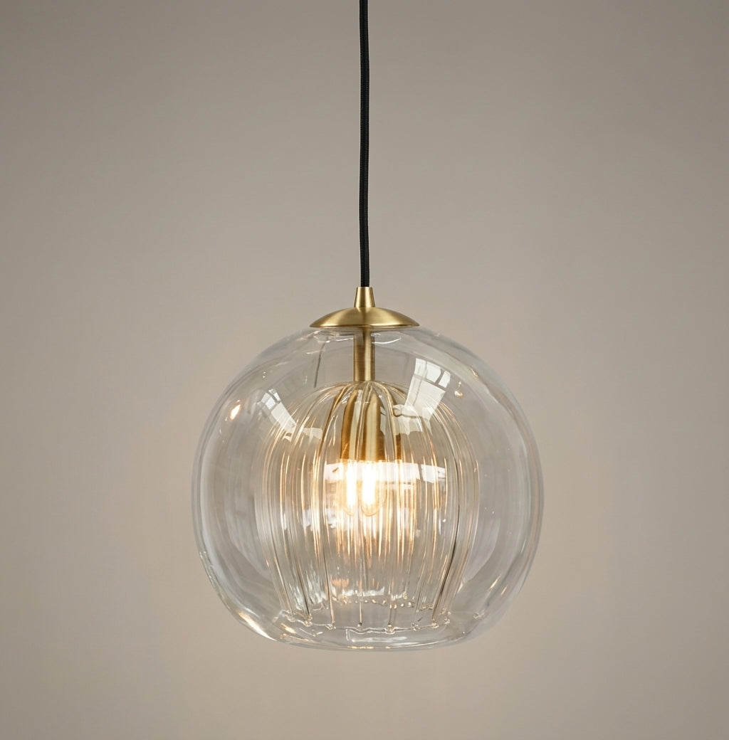 Aida Glass Globe Pendant for Bedsides with Amber Option