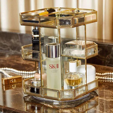 Emmeline Glass Vanity Organizer for Perfume with 360 Spin