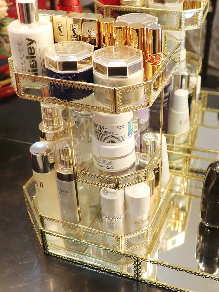 Emmeline Glass Vanity Organizer for Perfume with 360 Spin