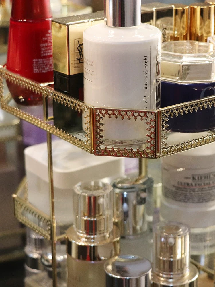Emmeline Glass Vanity Organizer for Perfume with 360 Spin