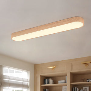 Aglaia Oak Oval LED Flush Mount for Halls and Kitchens