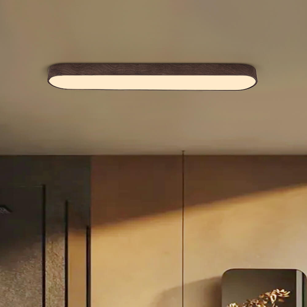 Aglaia Oak Oval LED Flush Mount for Halls and Kitchens