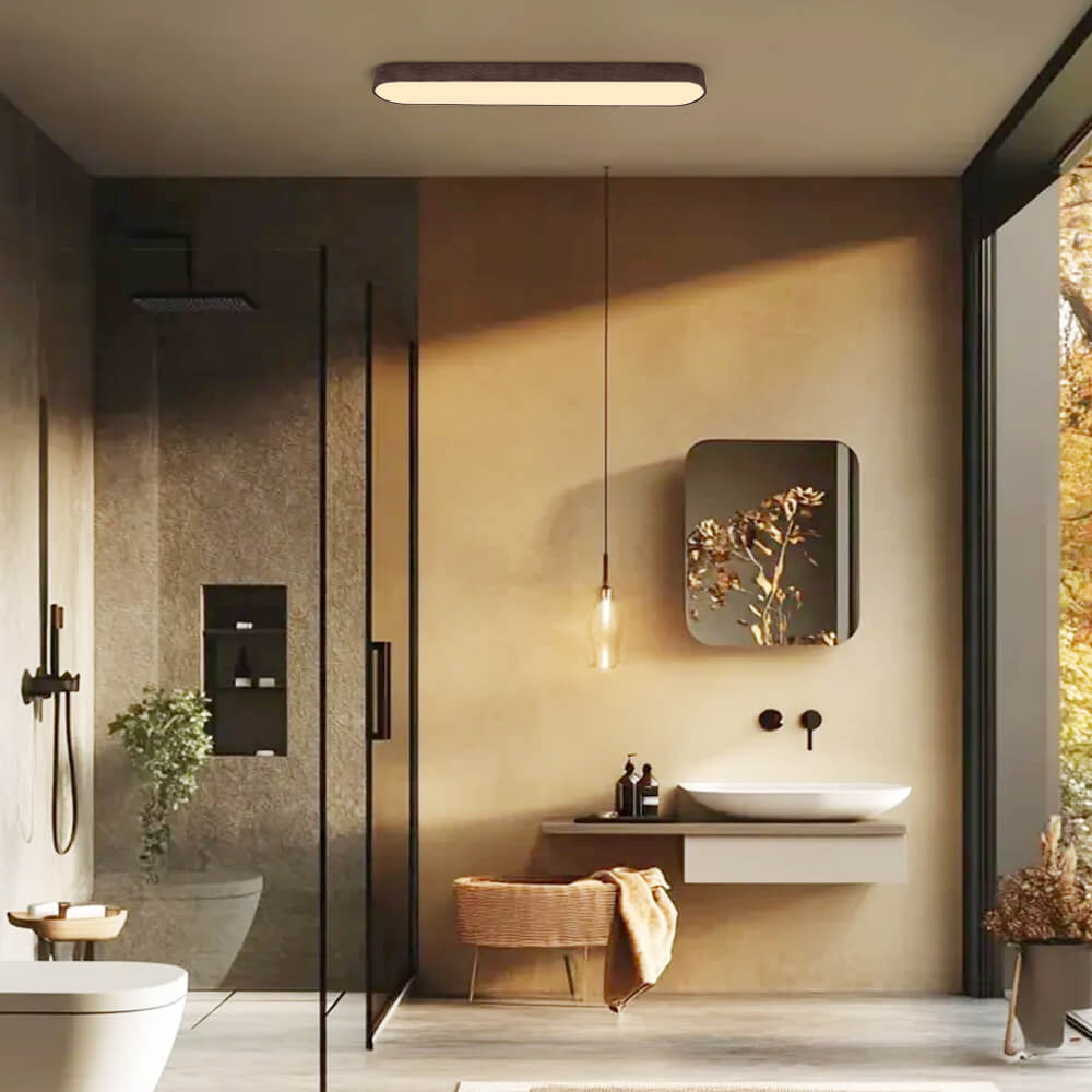 Aglaia Oak Oval LED Flush Mount for Halls and Kitchens