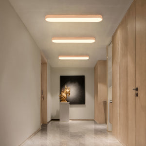 Aglaia Oak Oval LED Flush Mount for Halls and Kitchens
