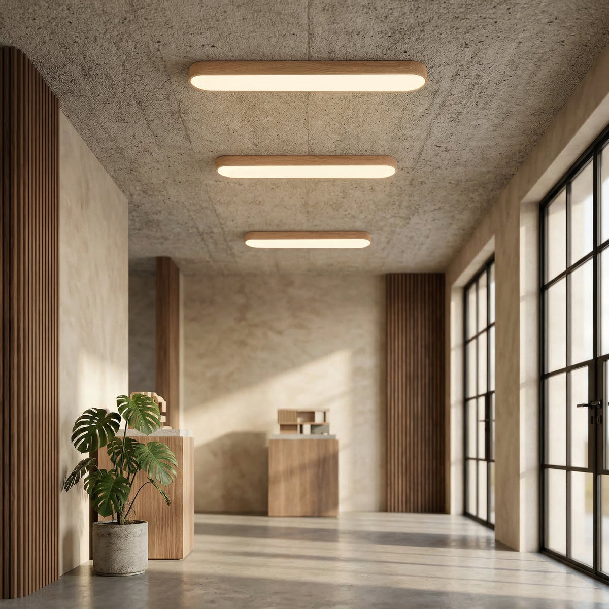 Aglaia Oak Oval LED Flush Mount for Halls and Kitchens