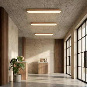 Aglaia Oak Oval LED Flush Mount for Halls and Kitchens